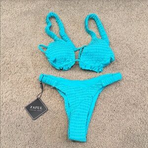 Zaful Vibrant Turquoise Bikini Set